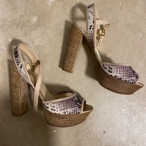 Guess Snakeskin Platform Heels